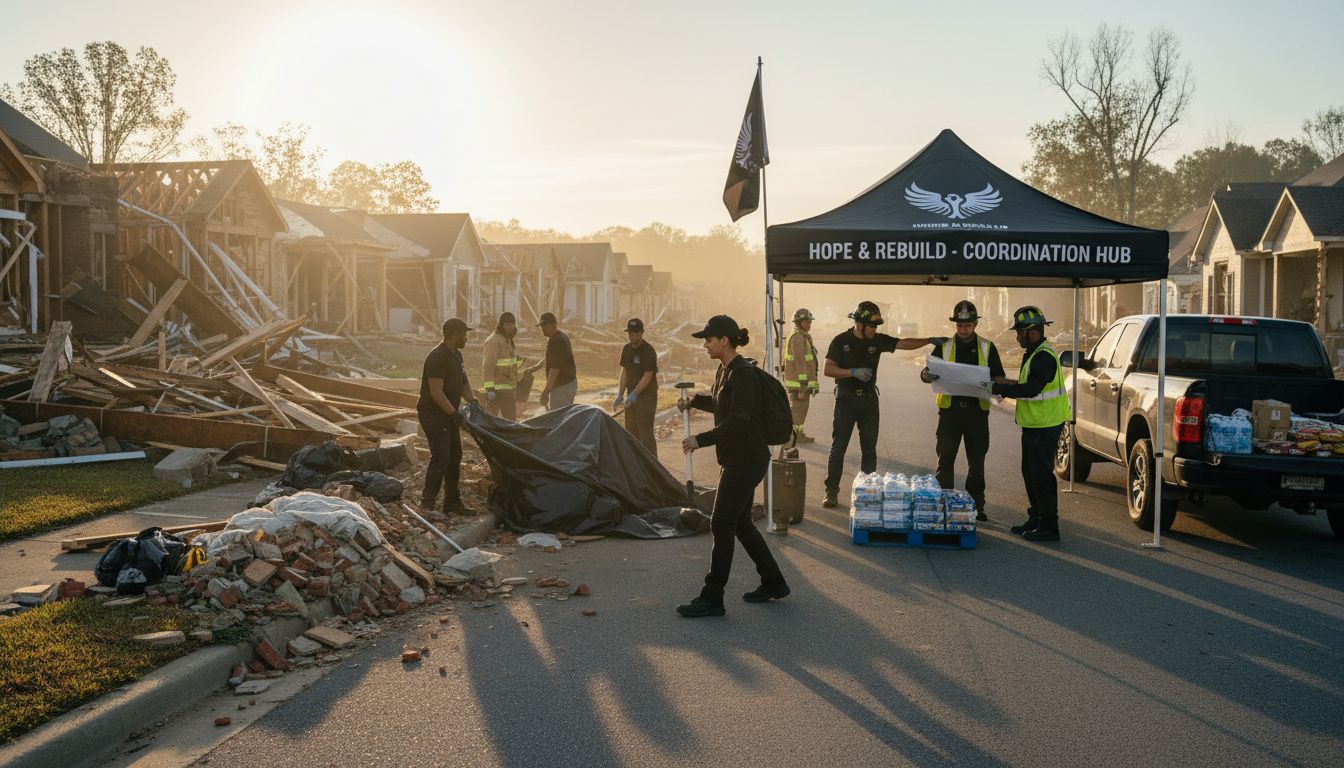 Community members rebuilding after disaster