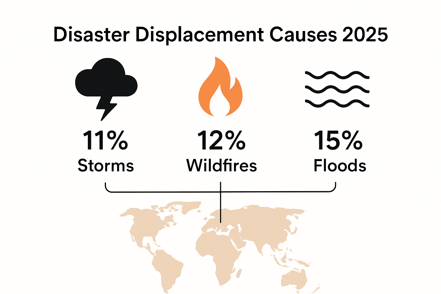 Infographic comparing top disaster displacement causes