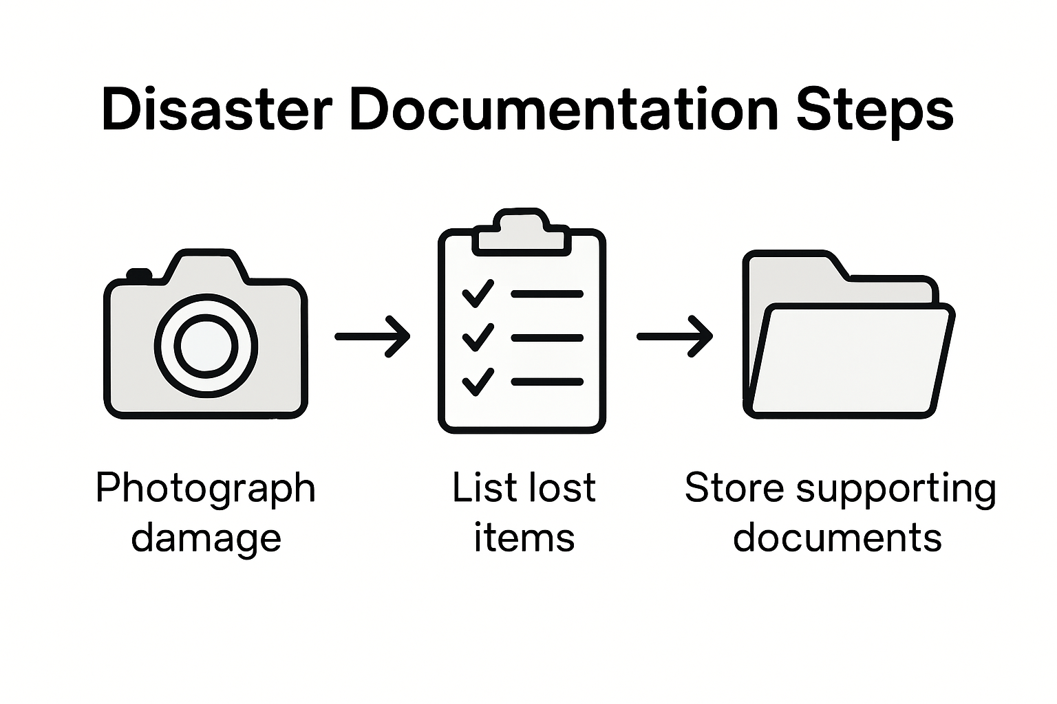 Disaster documentation checklist process infographic