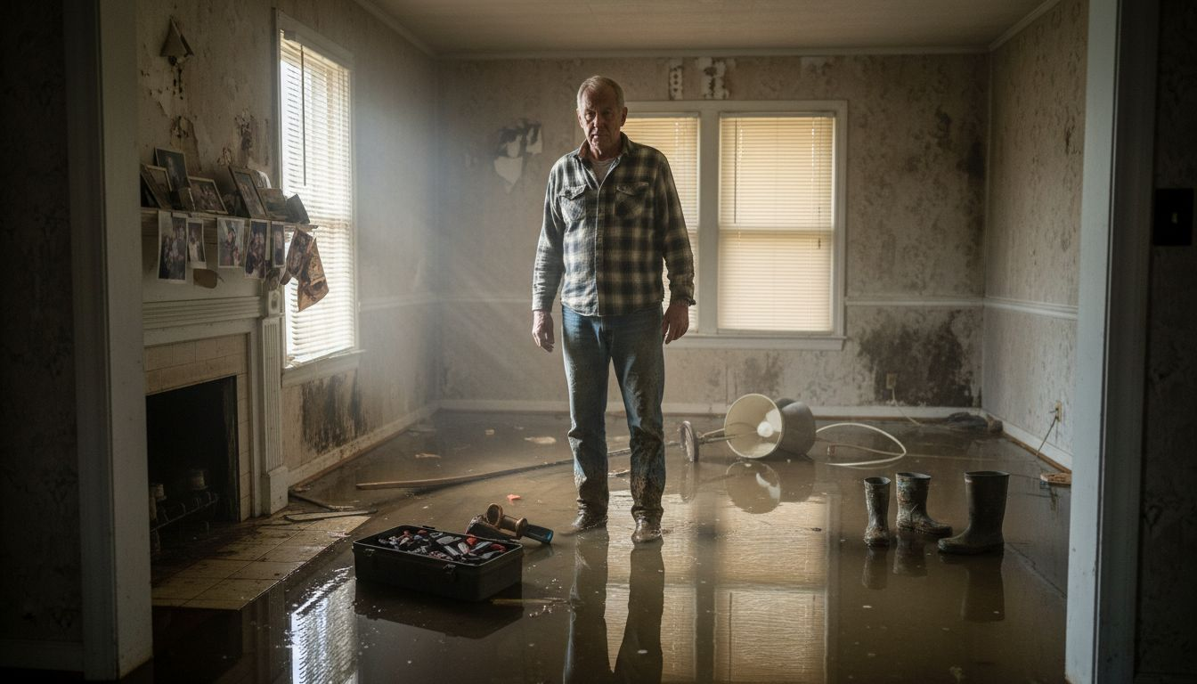 Homeowner assesses flood damage claiming insurance