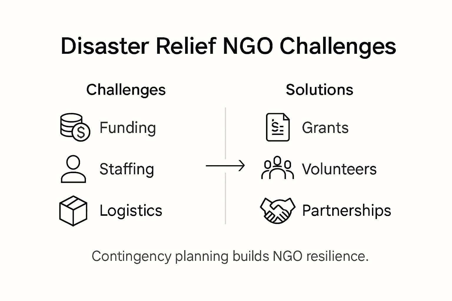 Infographic displaying challenges and solutions for NGOs