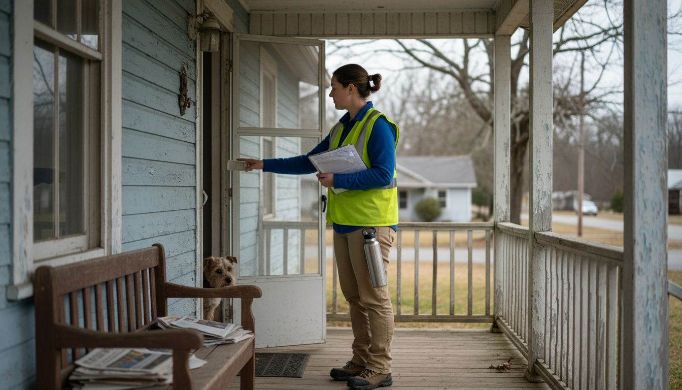 Field worker conducting housing assessment