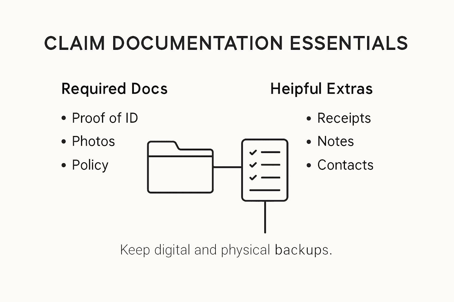 Infographic showing documents needed for catastrophe claims
