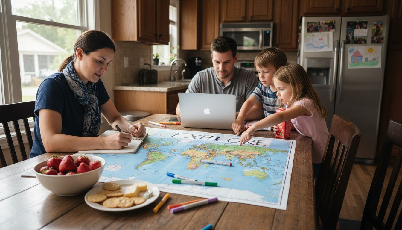 Family gathered to plan next vacation