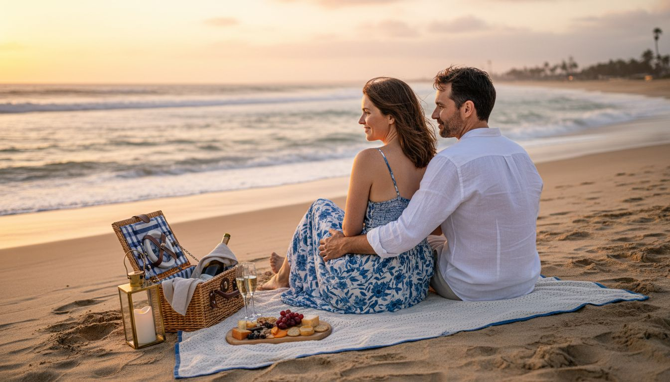 Private beach picnic luxury honeymoon