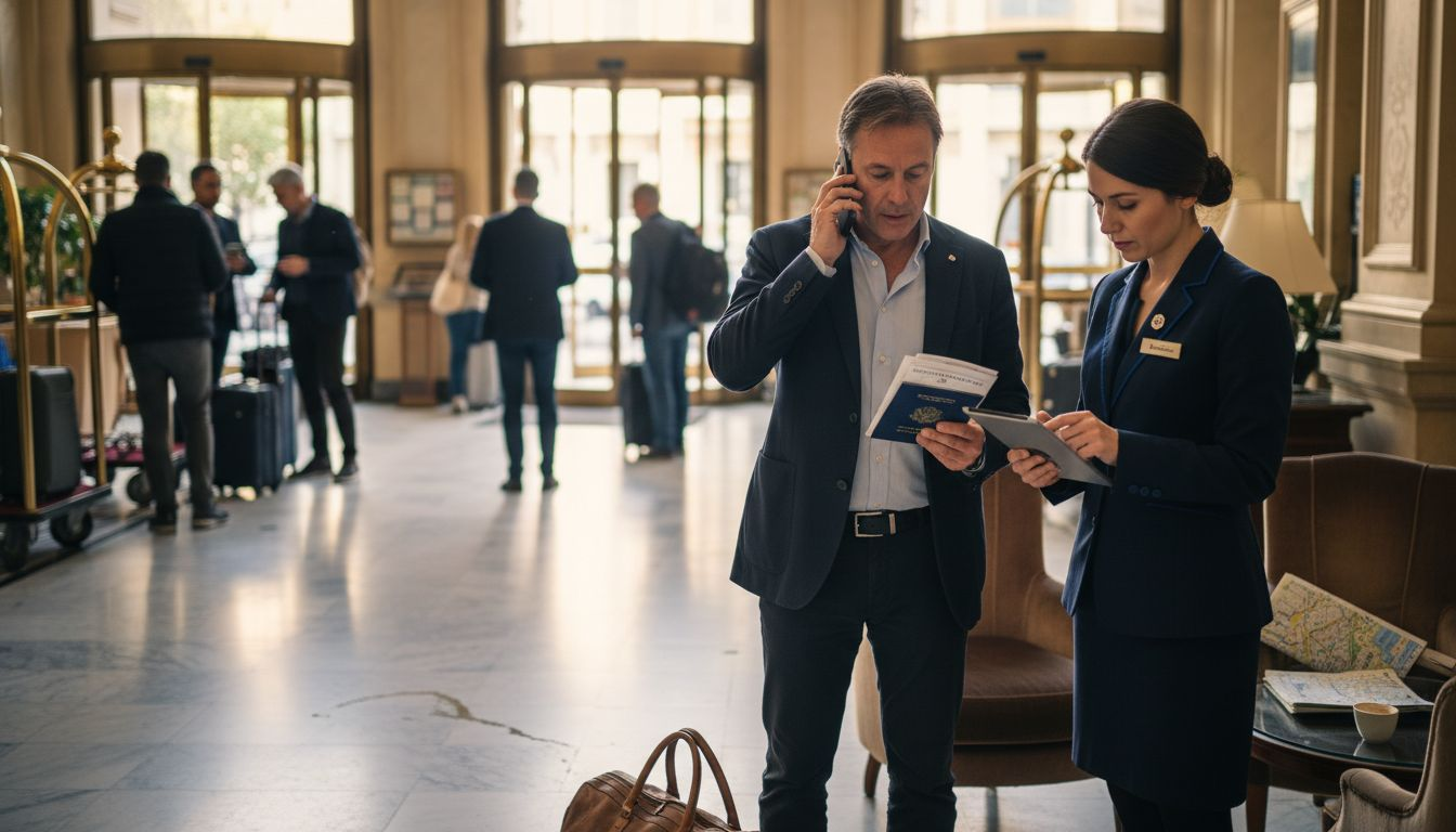 Client receiving travel agency logistics support