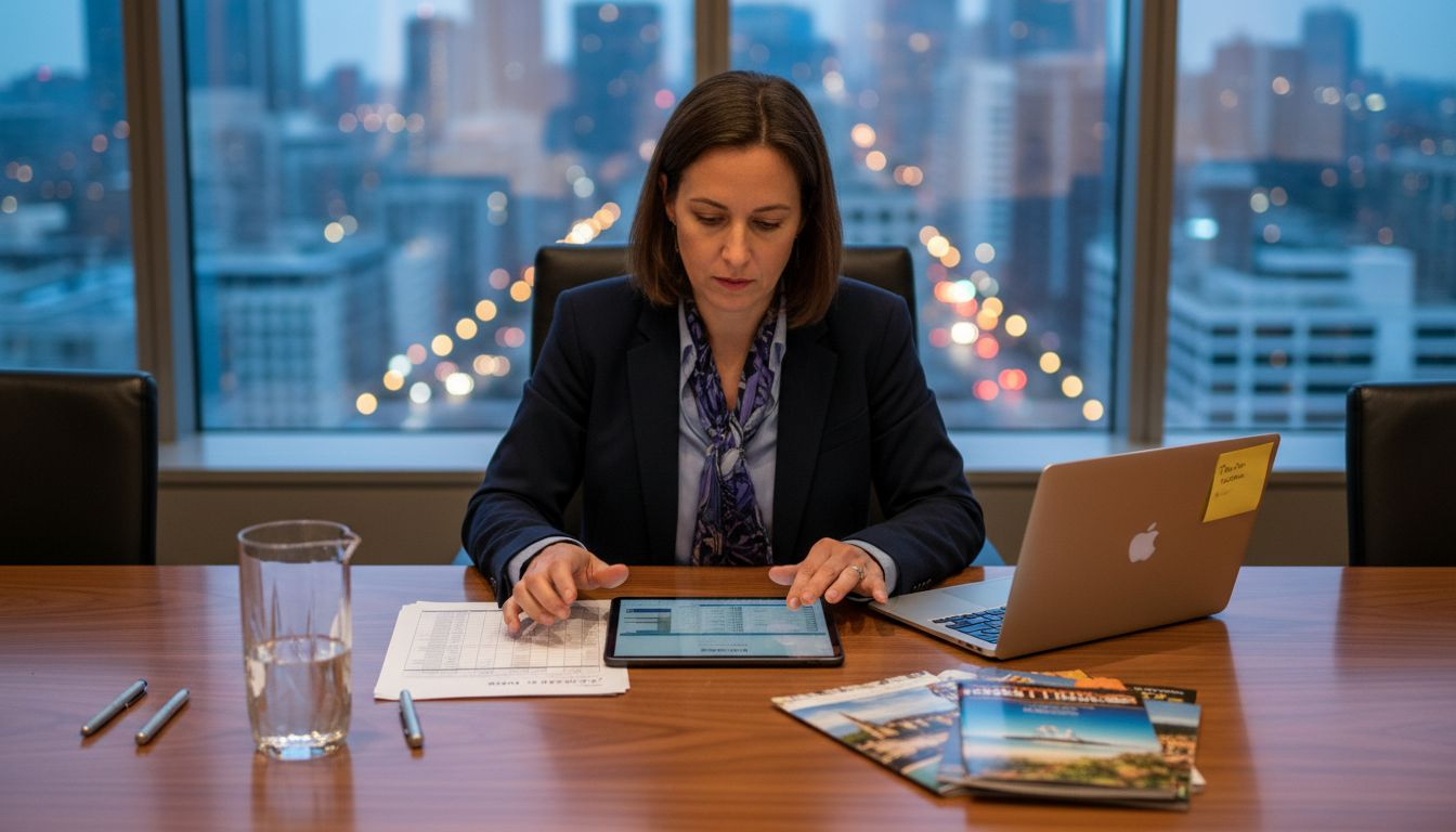 Travel advisor reviewing luxury group trip budget