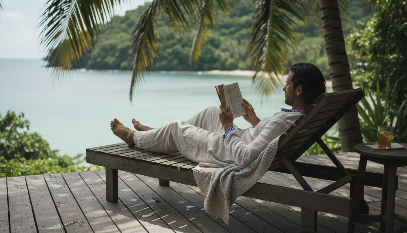 Traveler enjoys private luxury coastal villa