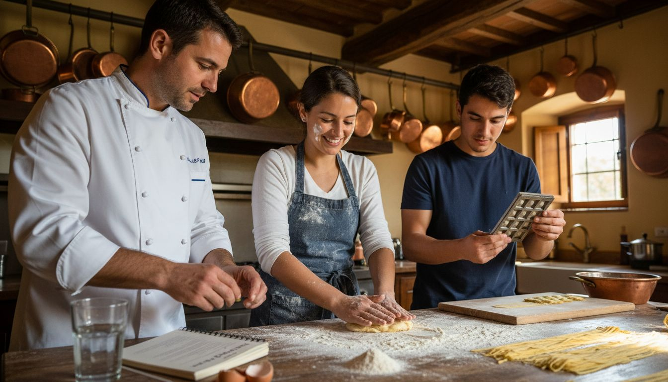 Employees at hands-on cooking class with professional chef