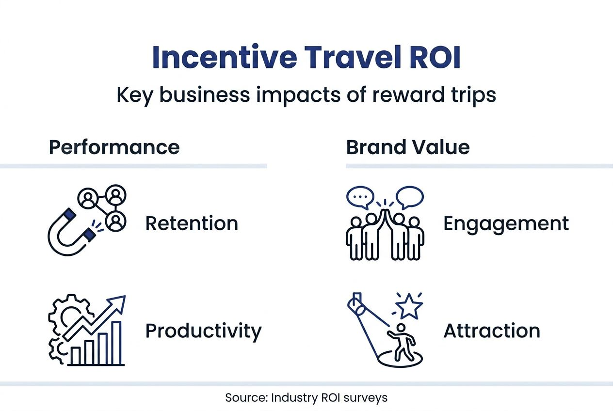 Infographic summarizing incentive travel ROI factors