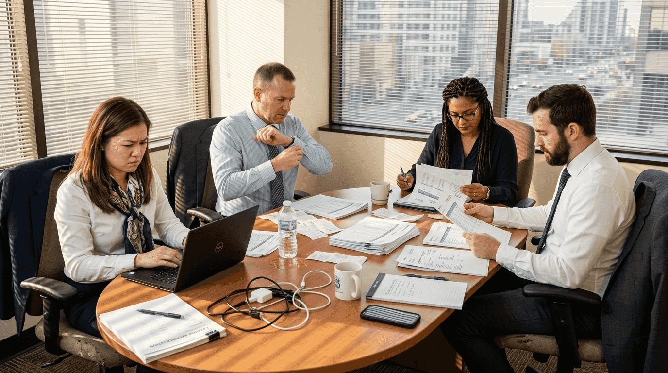 Team reviews complex travel expense reports