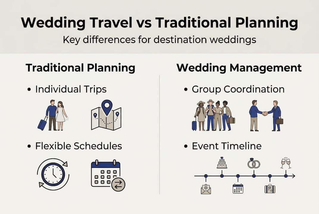 Infographic showing wedding travel vs traditional planning