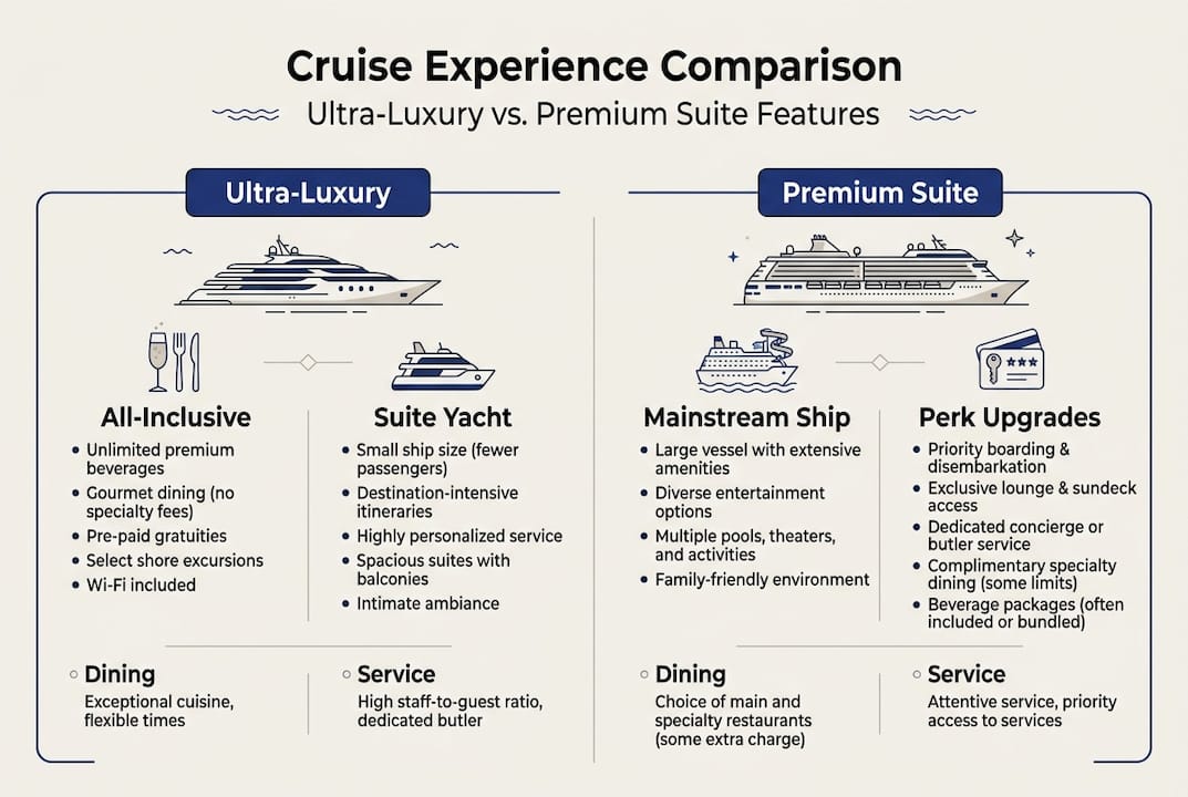 Infographic comparing cruise experience tiers