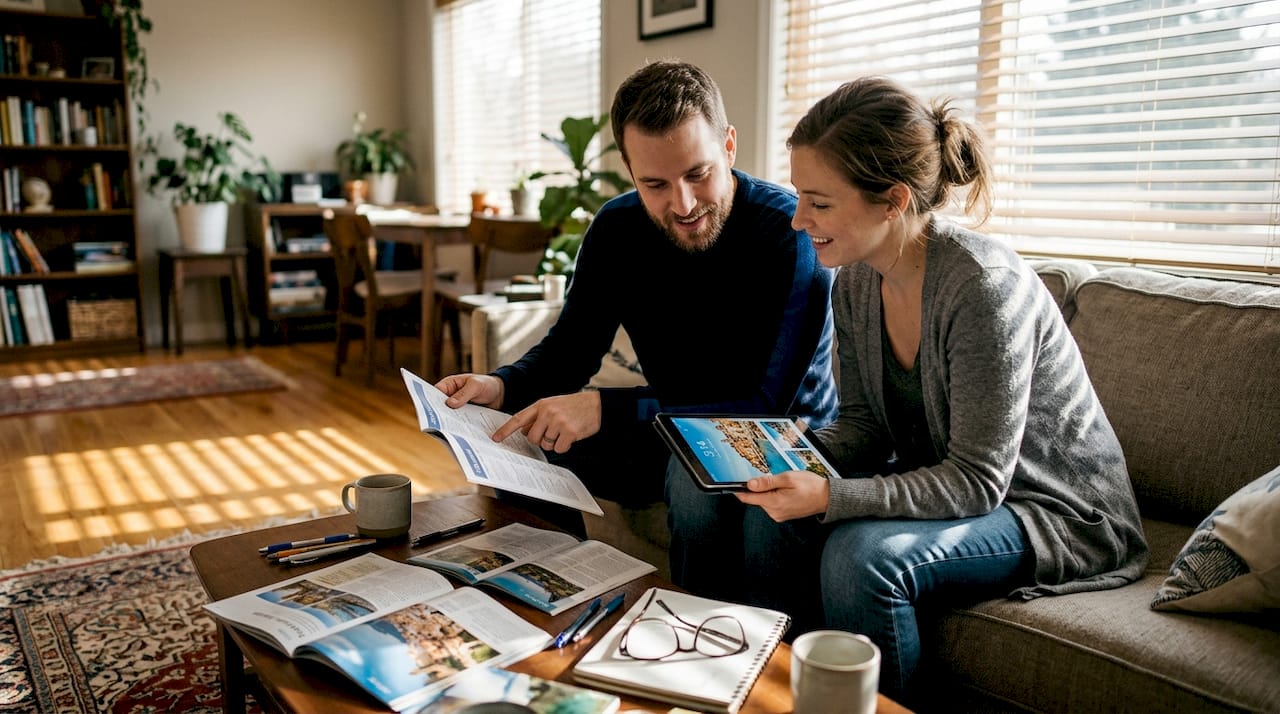 Couple reviews luxury honeymoon travel plans