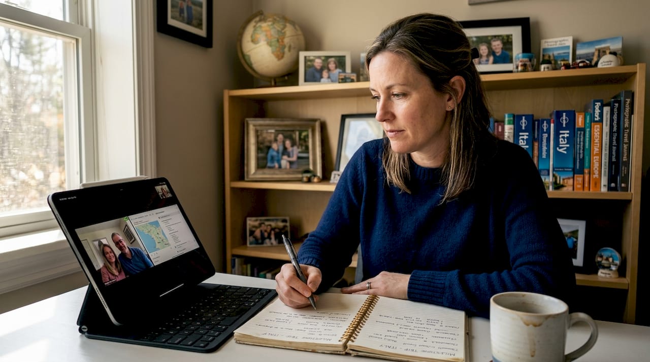 Consultant preparing VIP milestone travel plans