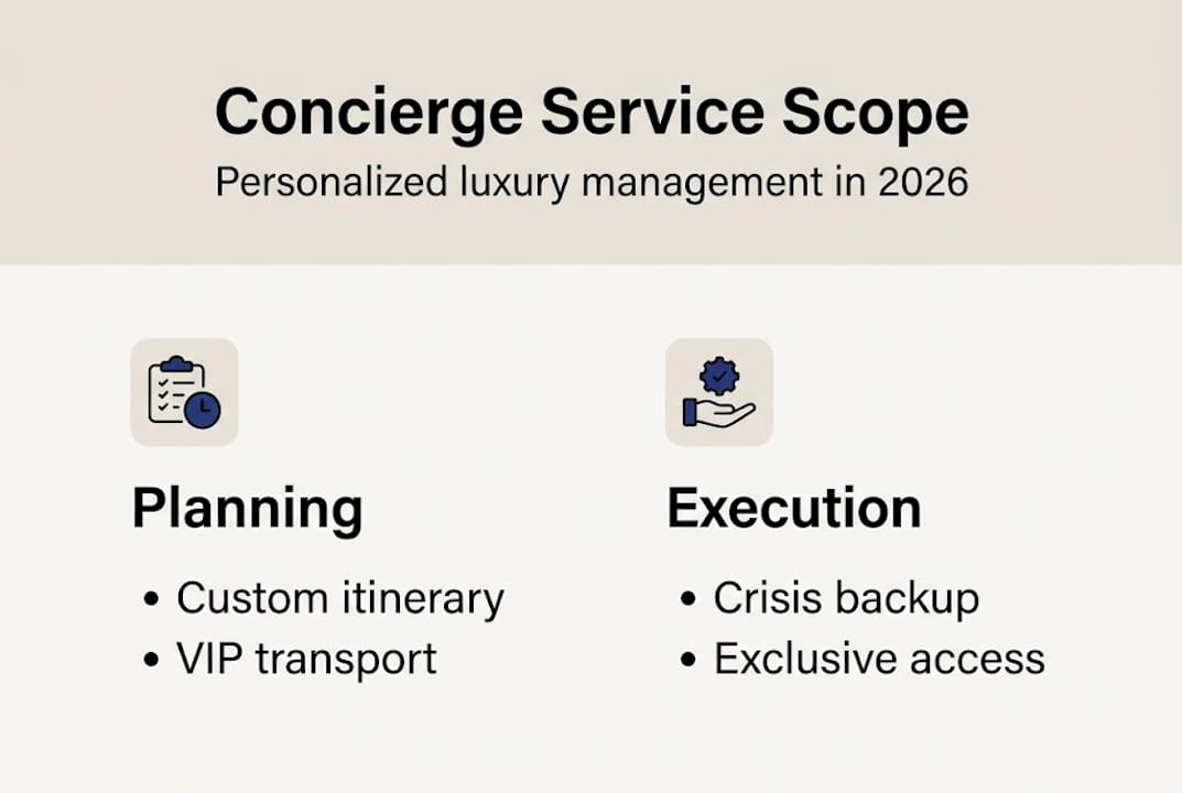 Infographic showing luxury concierge core services