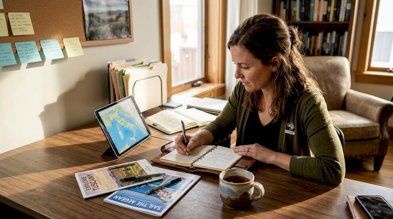 Travel advisor planning details for luxury honeymoon