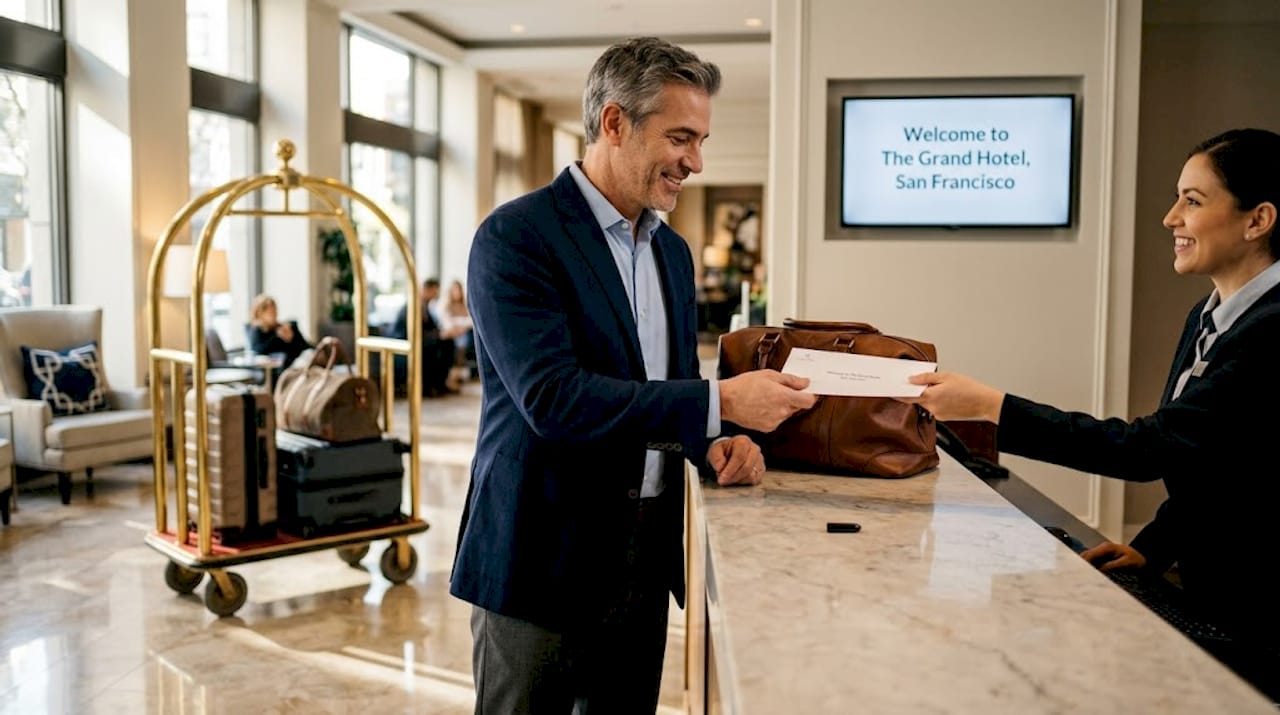 Guest receiving VIP hotel amenities