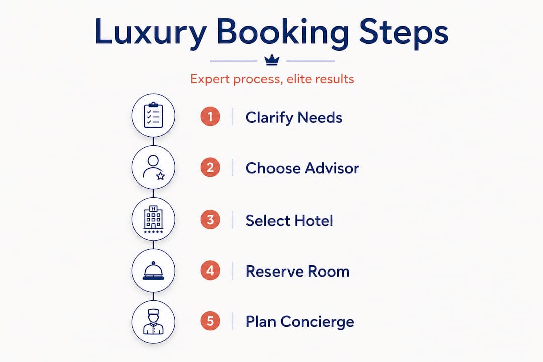 Infographic showing steps for luxury hotel booking