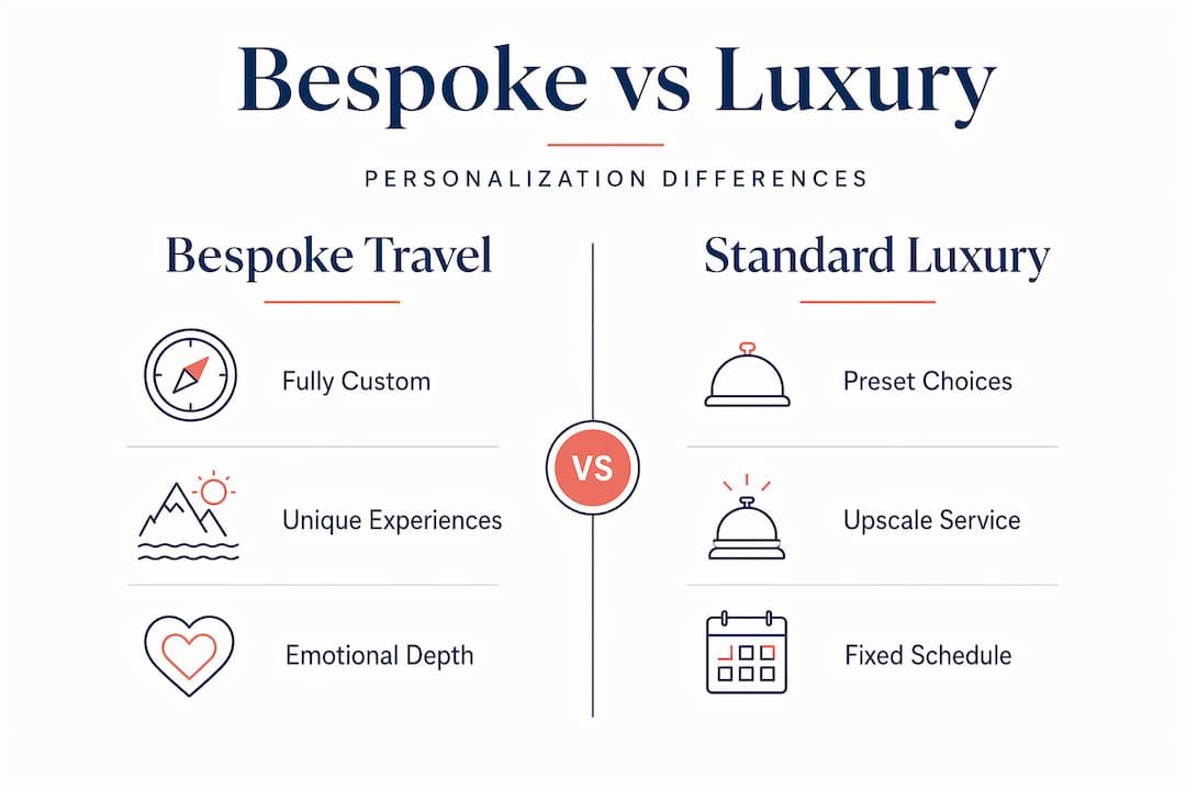 Infographic contrasting bespoke and luxury travel features