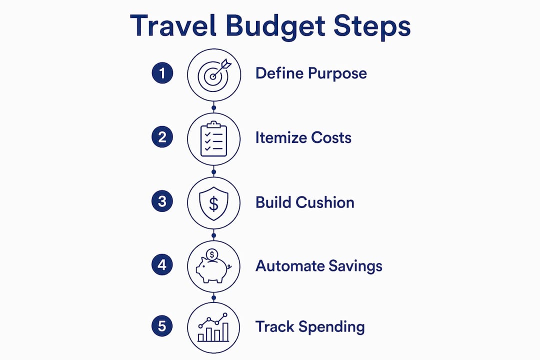 Infographic showing travel budgeting steps
