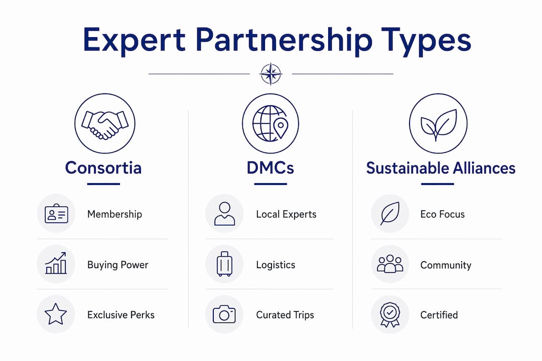 Infographic comparing expert travel partnership types
