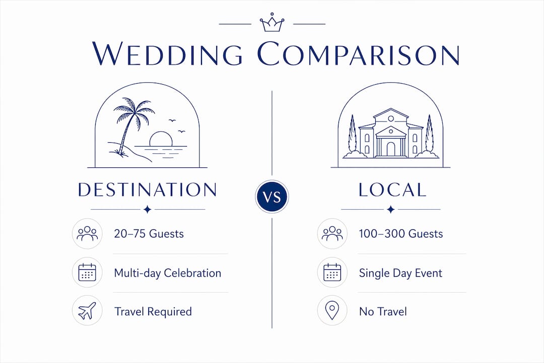 Infographic comparing destination and local weddings