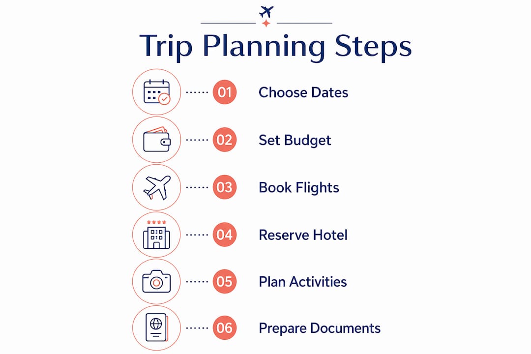 Infographic showing step by step trip planning process