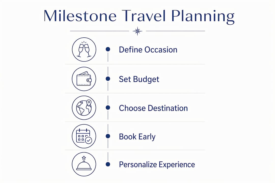 Infographic showing milestone travel planning steps