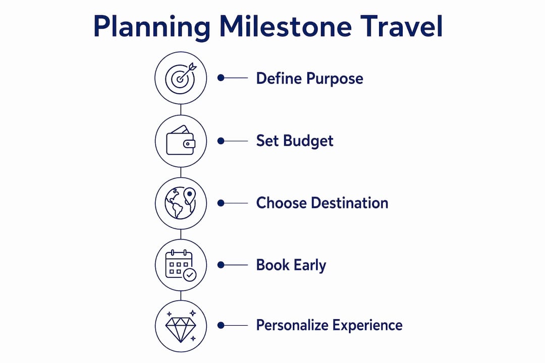 Infographic with milestone travel planning steps