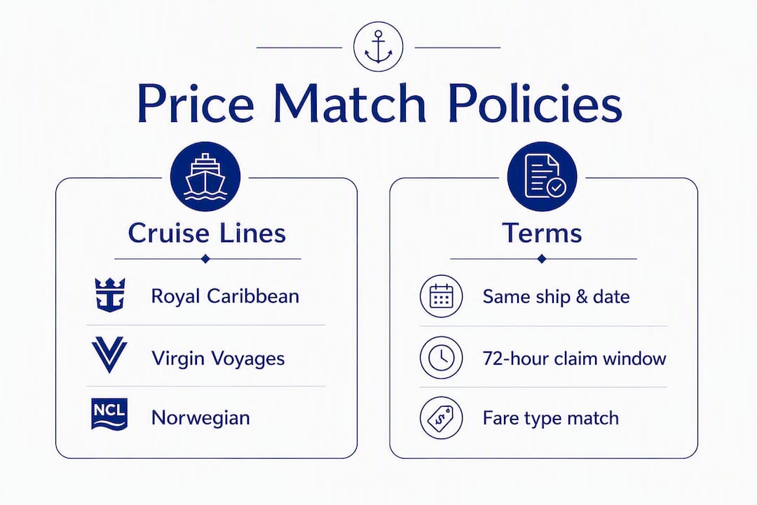 Infographic comparing cruise price match policies