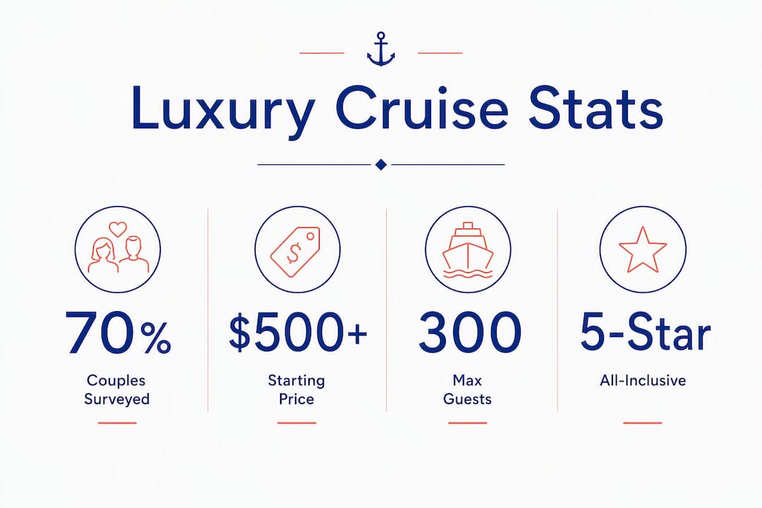 Infographic showing key luxury cruise statistics for couples