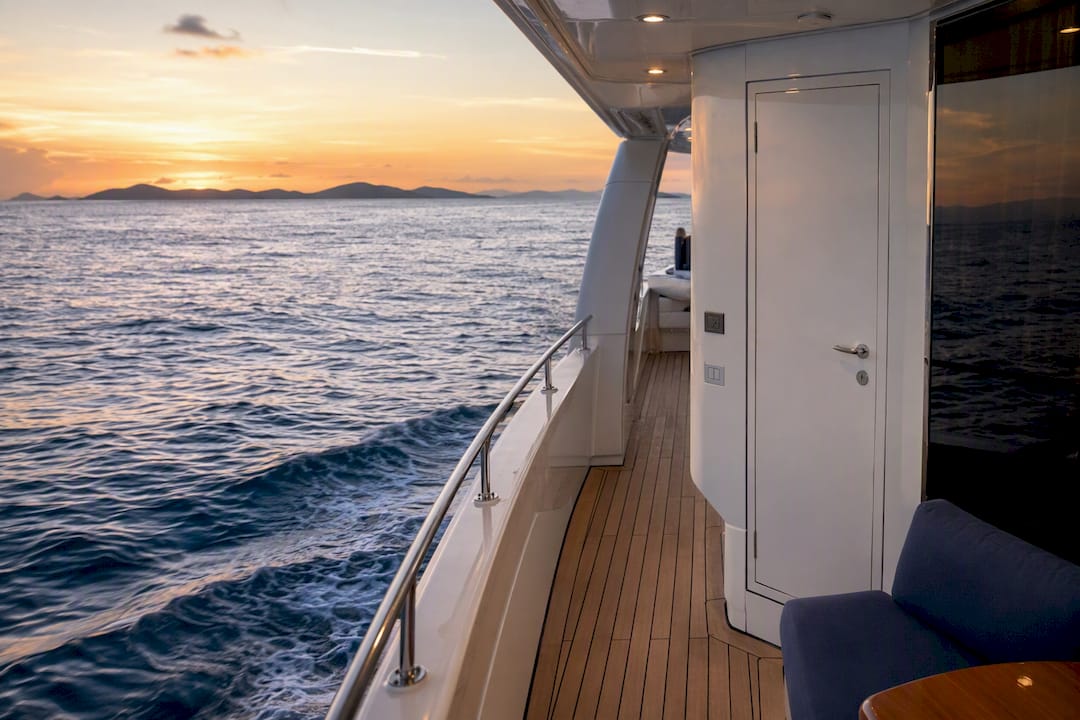 Motor yacht deck showing onboard restroom