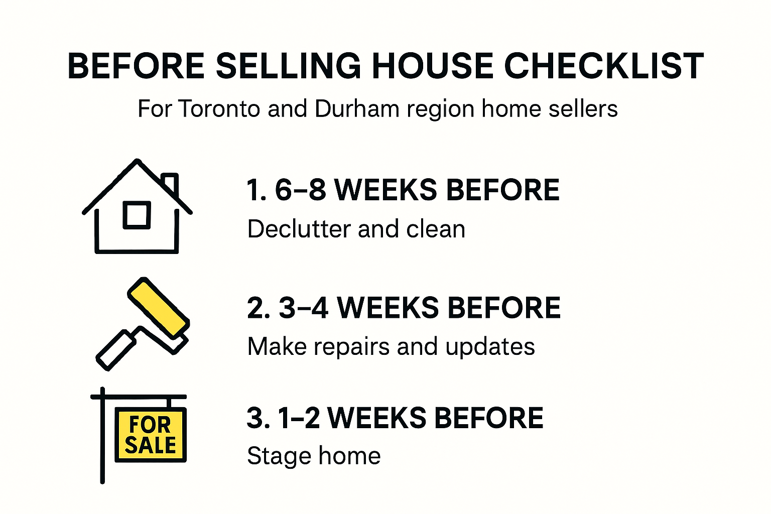 Step-by-step before selling house checklist infographic