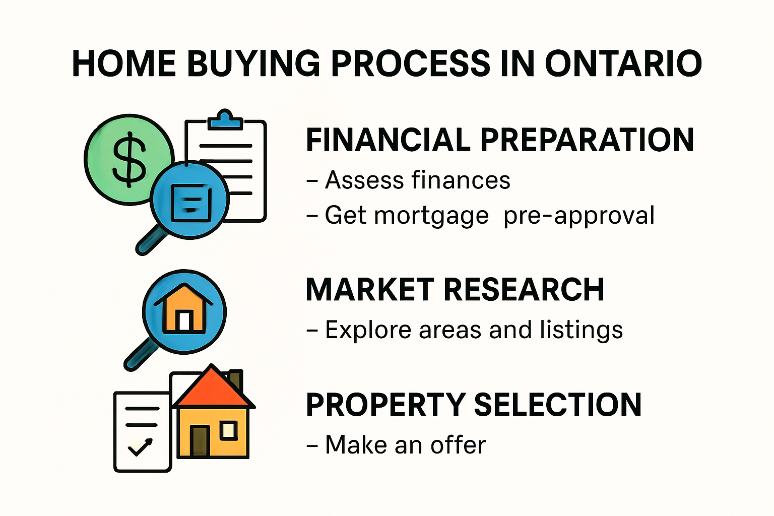 Infographic of Ontario home buying process steps