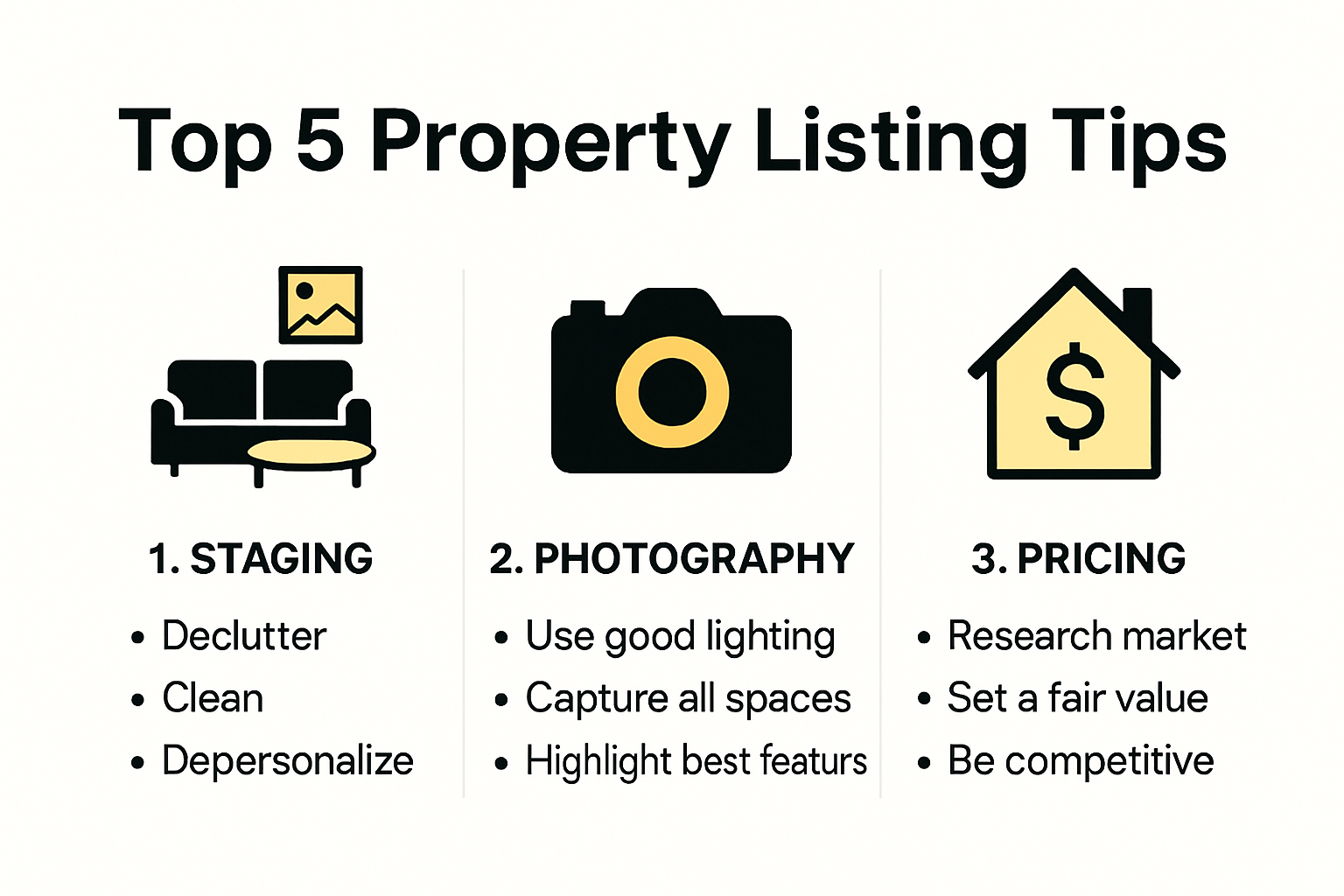 Top 5 property listing tips infographic
