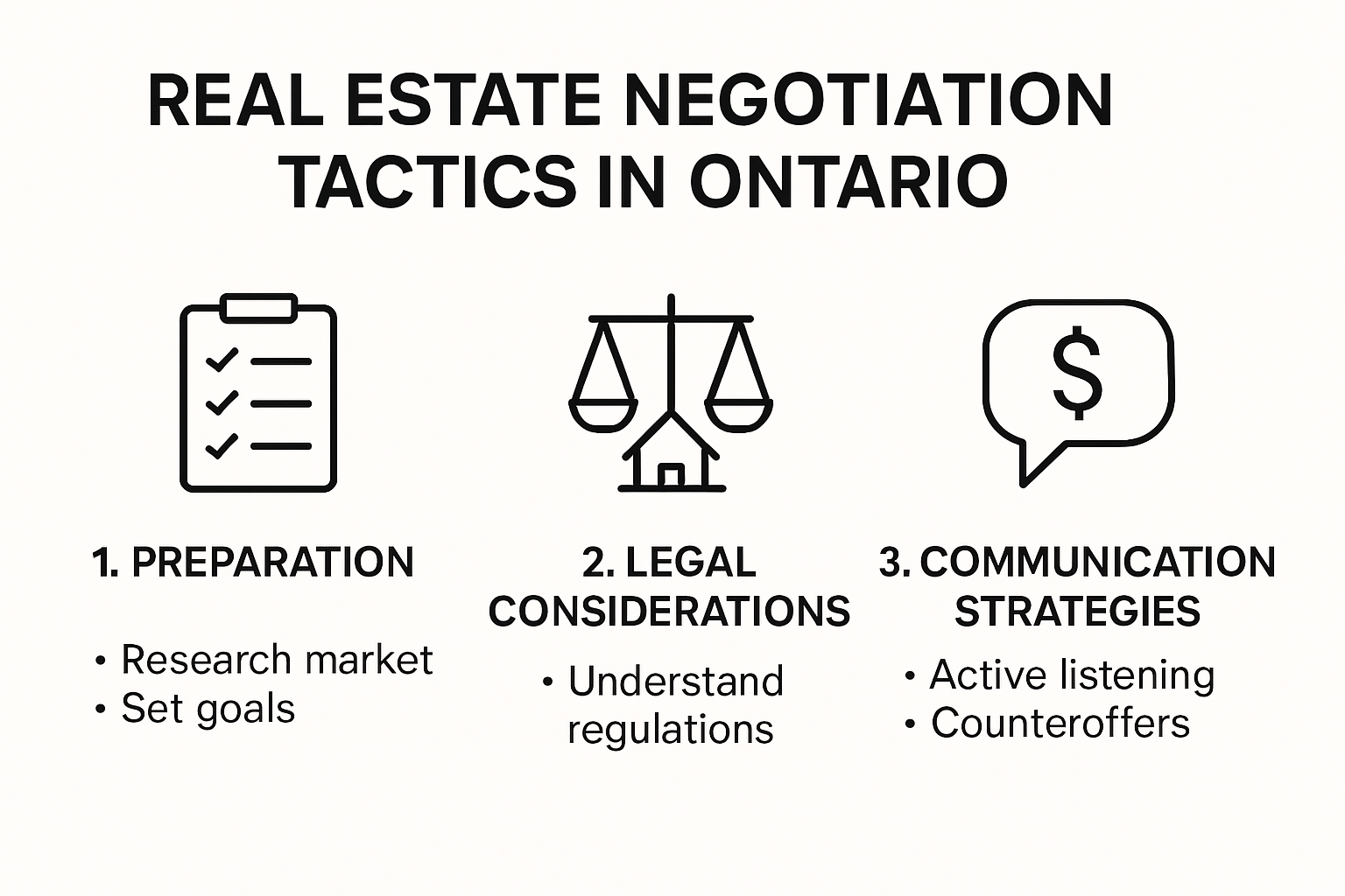Key steps of real estate negotiation tactics visualized