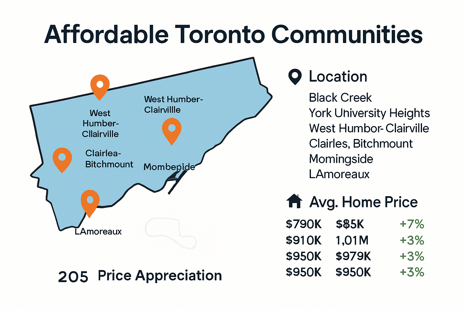Toronto map with top communities, prices, and growth