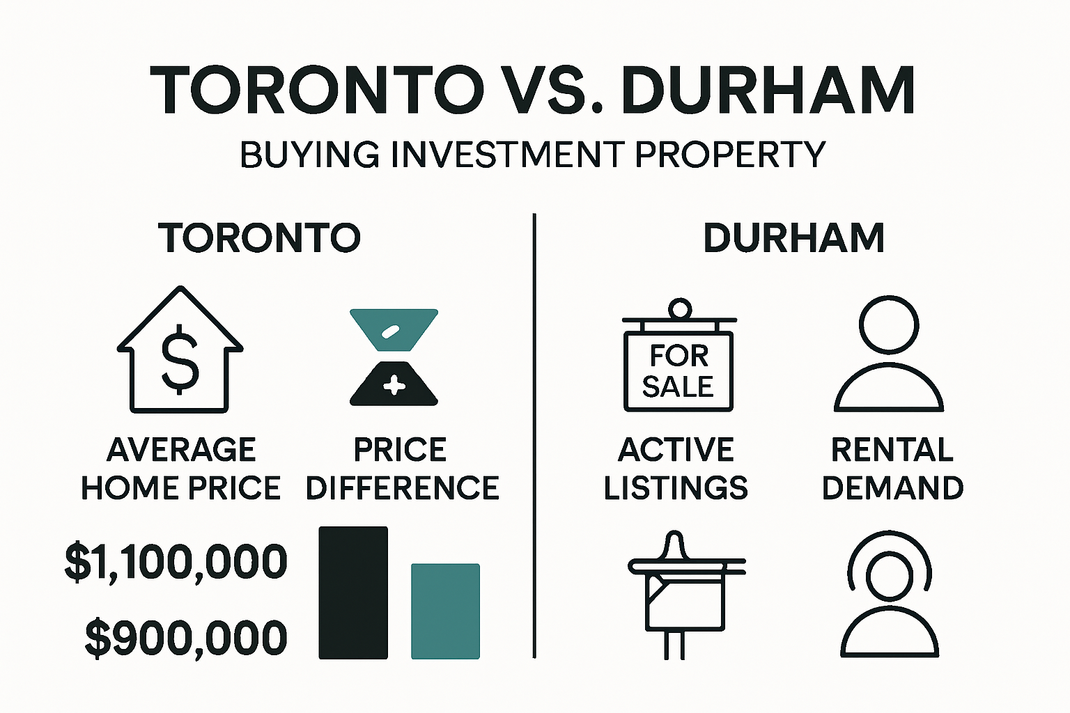 Infographic comparing Toronto vs Durham investment property markets