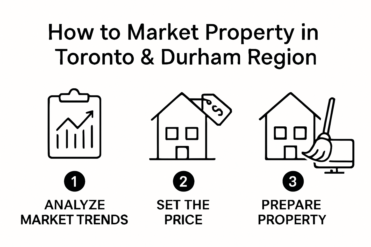 Infographic showing steps to market property in Toronto and Durham Region