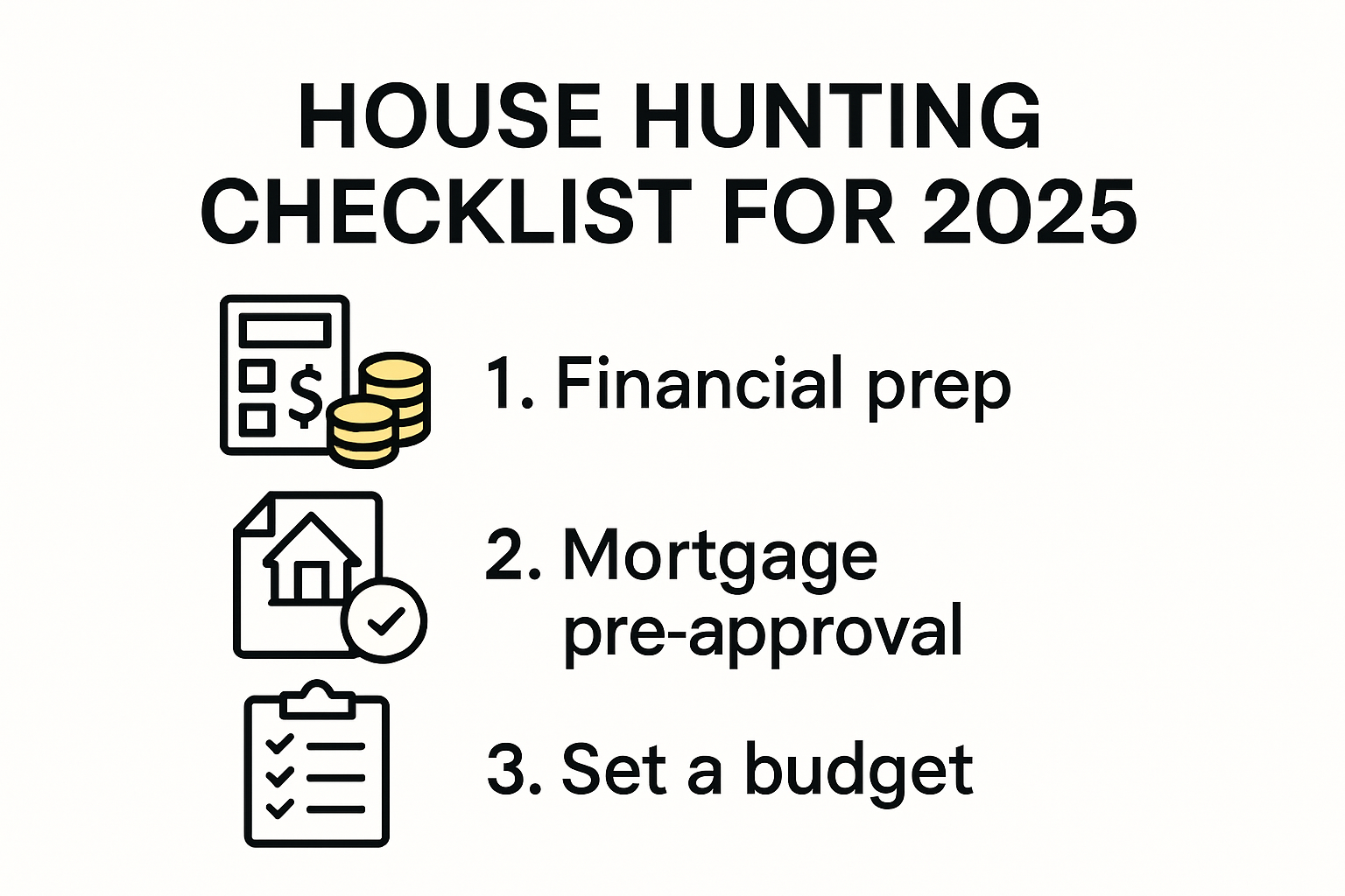 Step-by-step house hunting tips checklist infographic