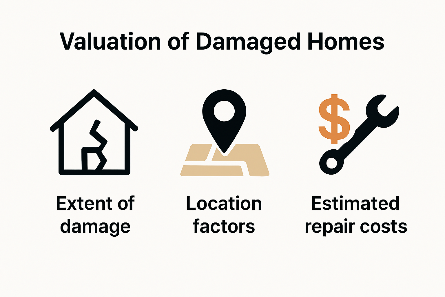 Infographic showing factors that affect damaged home value
