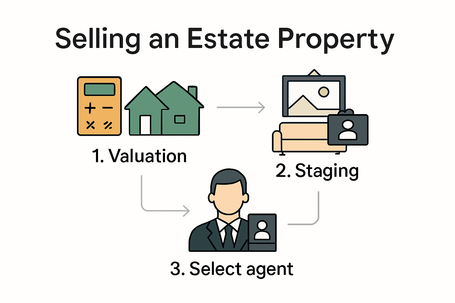 Steps to sell estate property infographic