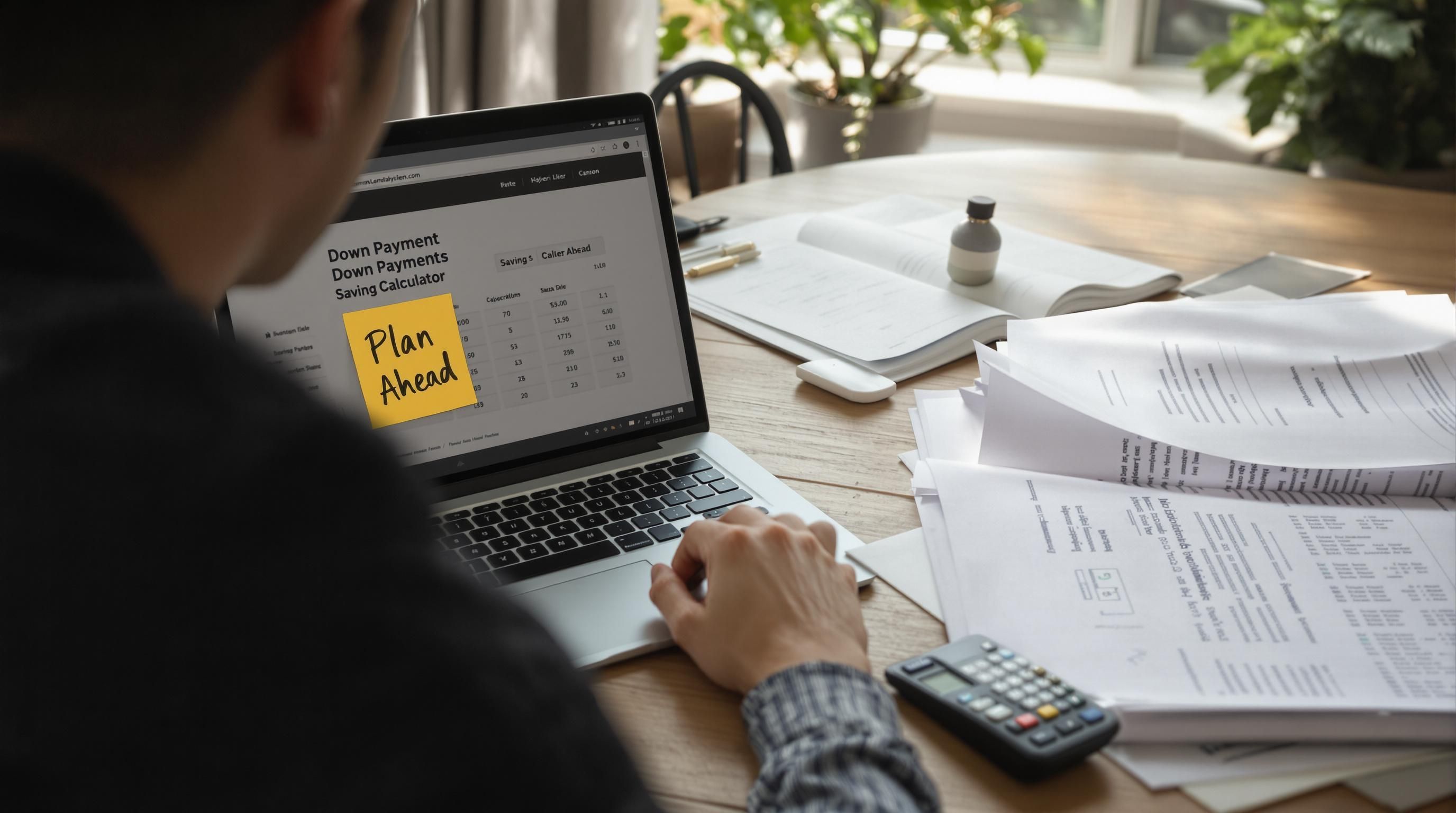 First-time buyer working on home buying budget and financial planning
