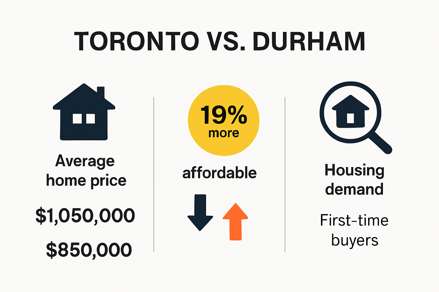 Infographic comparing Toronto and Durham homebuying stats