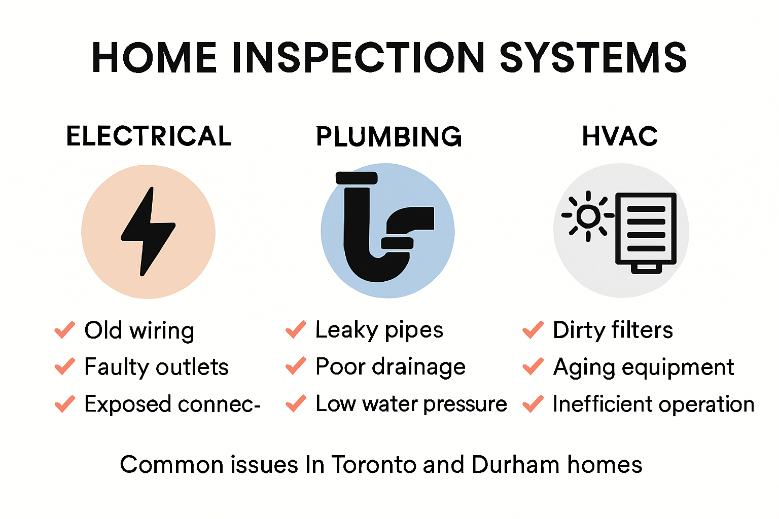 Infographic showing electrical, plumbing, HVAC checklist