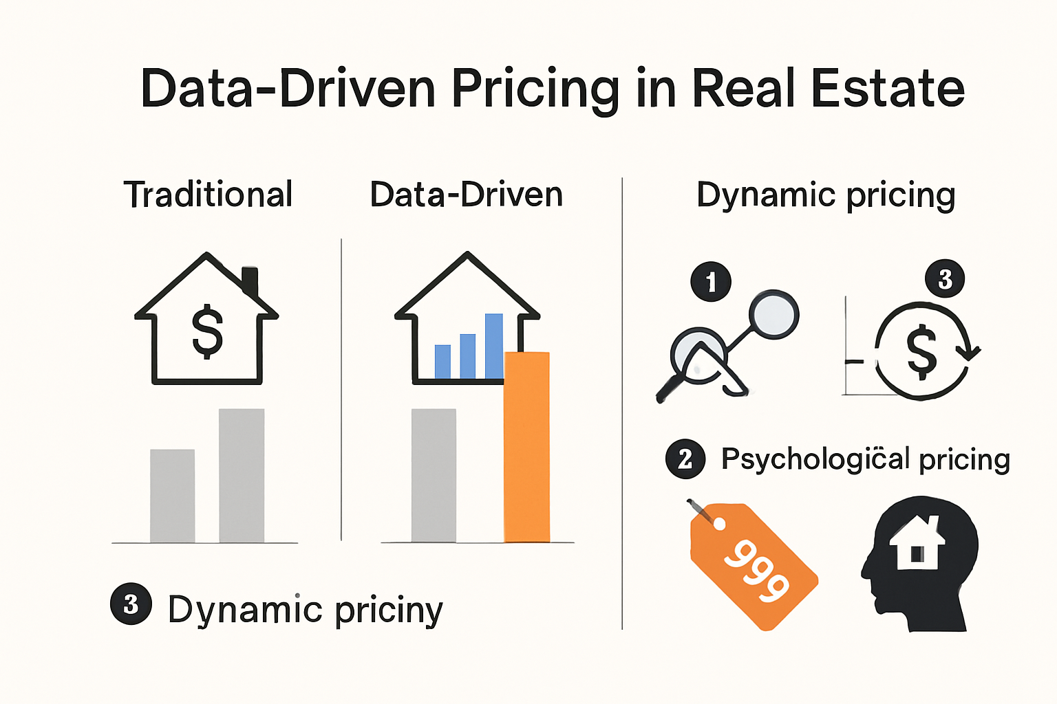 Infographic comparing real estate pricing strategies in buyer's market
