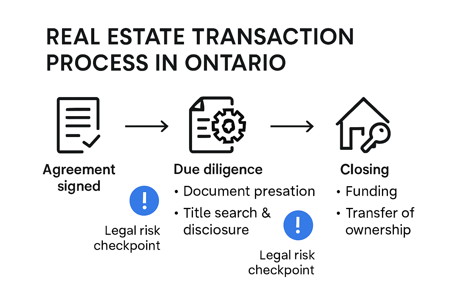 Ontario real estate transaction legal steps infographic