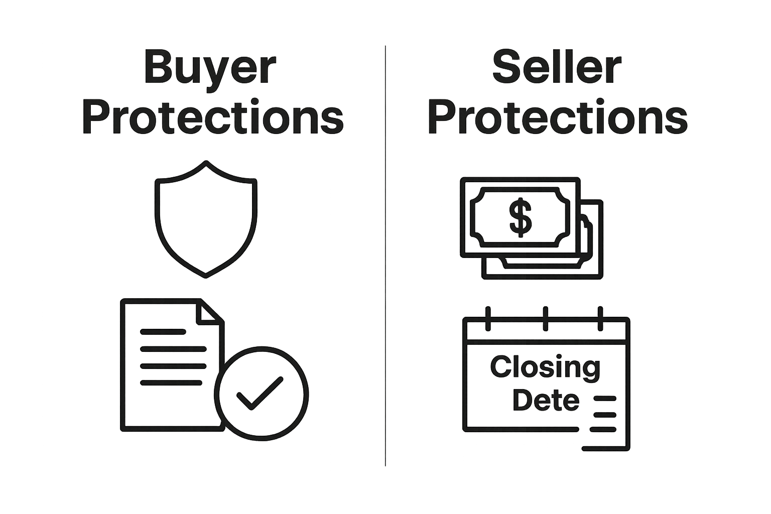 Infographic showing buyer vs. seller protections in the real estate offer process