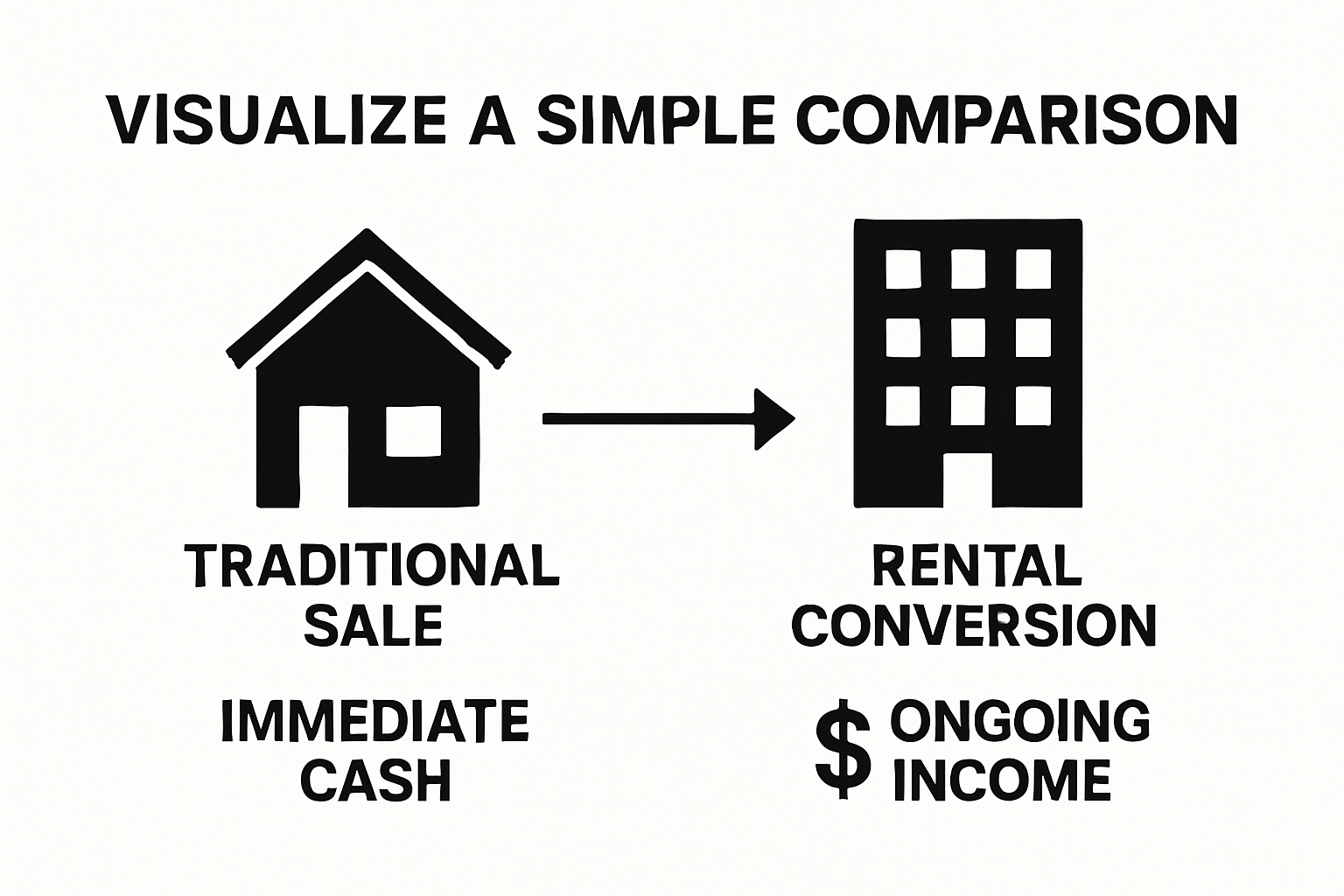 Infographic comparing sale vs. rental strategies